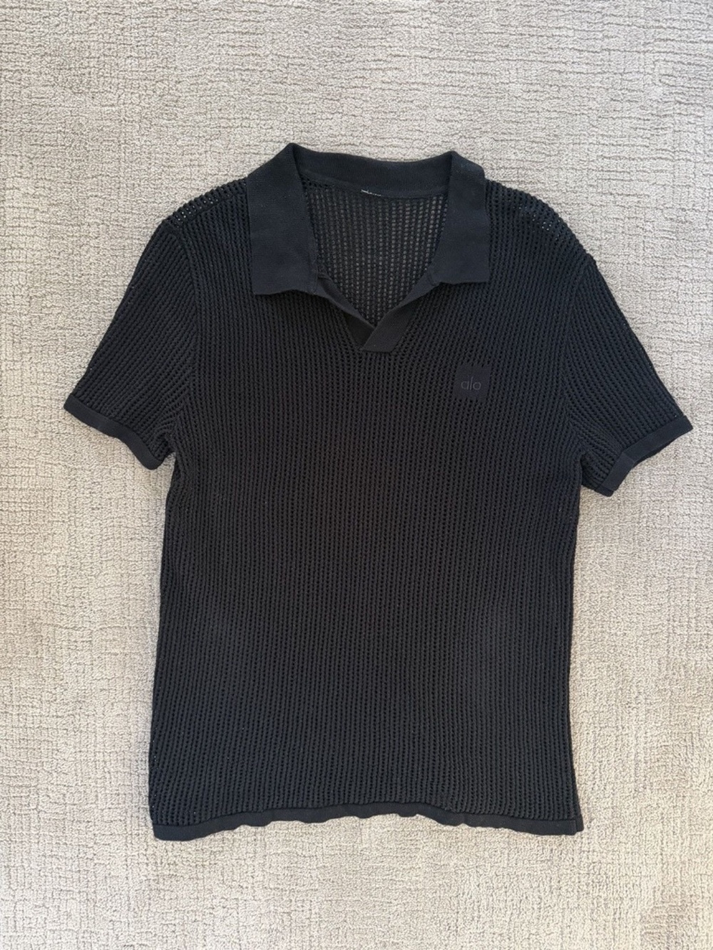 Open-Knit Polo - Black - Medium